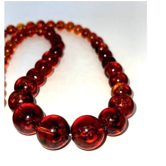 Necklace Saks Fifth Avenue Acrylic Beaded Art Deco Bead Graduated Marbleized B#8 - Picture 11 of 13